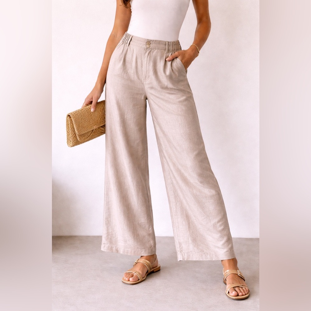 Silk Assets Elegant beige Wide-Leg Pants